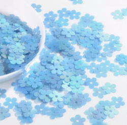 Пайетки цветочки 6 мм. голубые