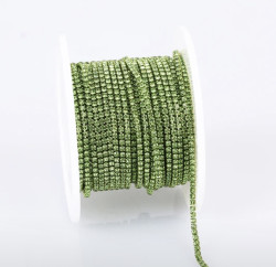 стразовая цепь 1,5 мм., светло-зеленая