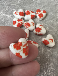 Керамическая бусина, сердце, 14 мм.