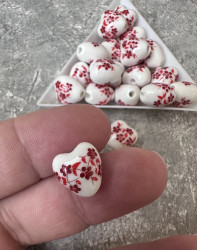 Керамическая бусина, сердце, 12 мм.
