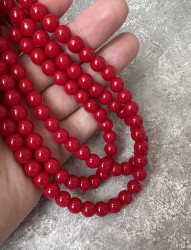 Стеклянные бусины, красные 8 мм., 10 штук