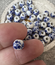 Керамические бусины, синие, 8 мм., 5 штук