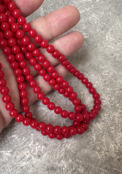 Стеклянные бусины, красные 6 мм., 10 штук