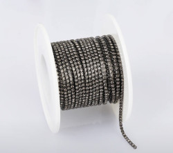 стразовая цепь, тонкая, 1,5 мм., графит