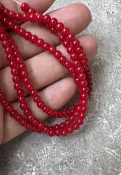 Стеклянные бусины, красные 4 мм., 10 штук