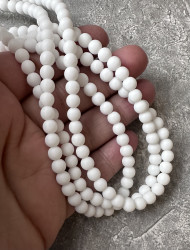 Стеклянные бусины, белые матовые, 8 мм., 10 штук