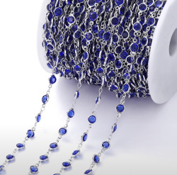 Цепочка со вставкой синей, 10 см.