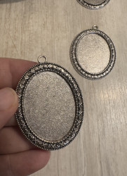 Оправа для кулона, 4 см., античное серебро