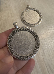 Оправа для кулона, 3,5 см., античное серебро