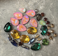 Набор страз с дефектами, красный, #4