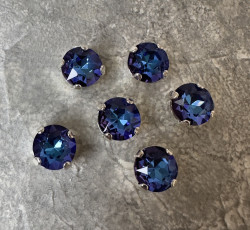 Страз 8 мм., синий, в оправе 