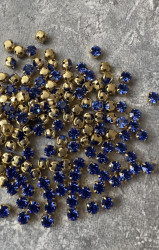 10 штук, шатоны Preciosa Maxima 4 мм., синие, сапфир в золоте