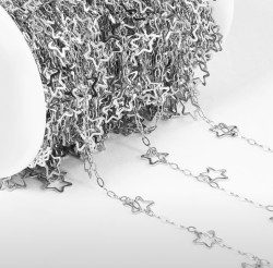 Металлическая цепочка со звёздочками, 10 см.