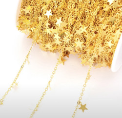 Металлическая цепочка со звёздами, 10 см.